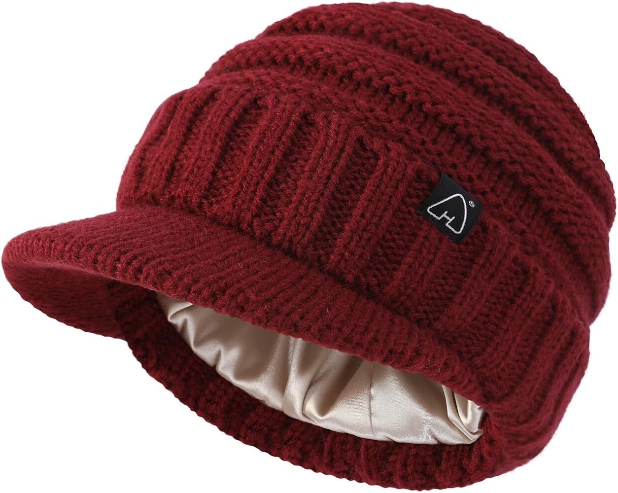 Hat Hut Beanie Hats for Women Men Satin Lined Winter Hats for Women Slouchy Beanies Satin Lined Beanie with Brim Visor