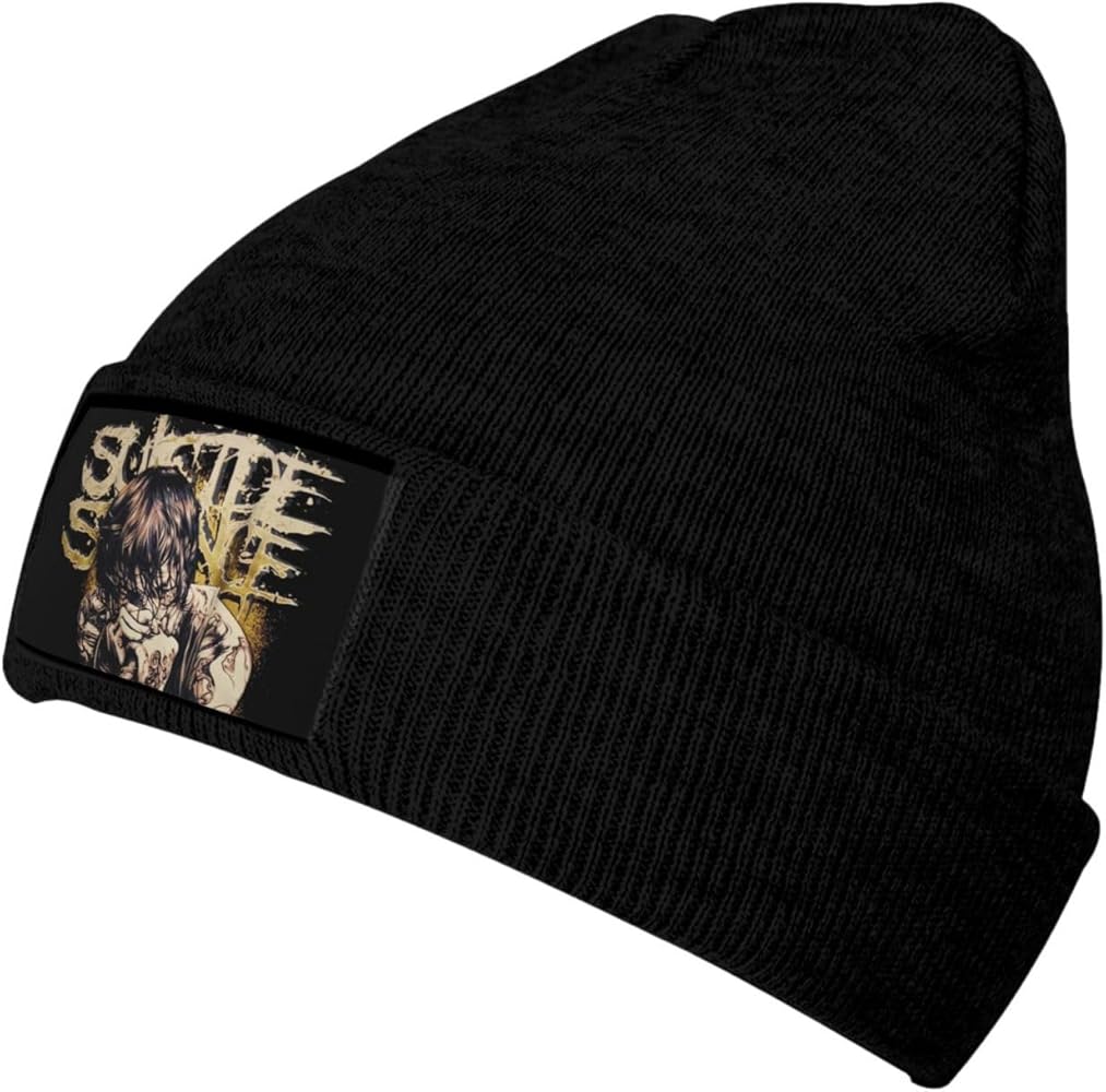 Suicide Music Band Silence Print Beanie Hat Knit Hat Casual Hat for Men Women Black