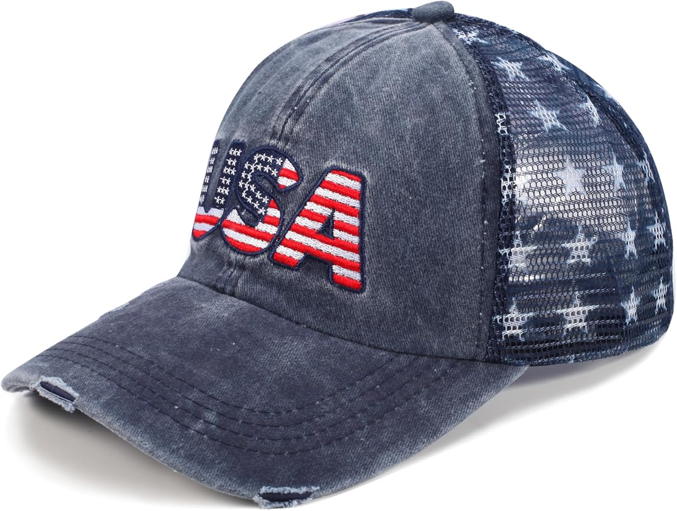 American Flag Hats Vintage Adjustable USA Patriotic Dad Baseball Cap Trucker Hat for Men Women