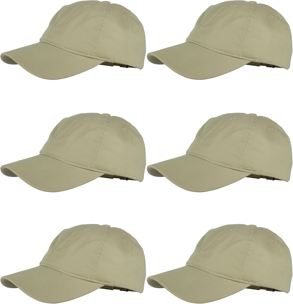 Gelante Cotton Twill Washed Unstructure Baseball Cap - Adjustable Blank Hat for Men Women - Wholesale Bulk Lot of 6 Pack