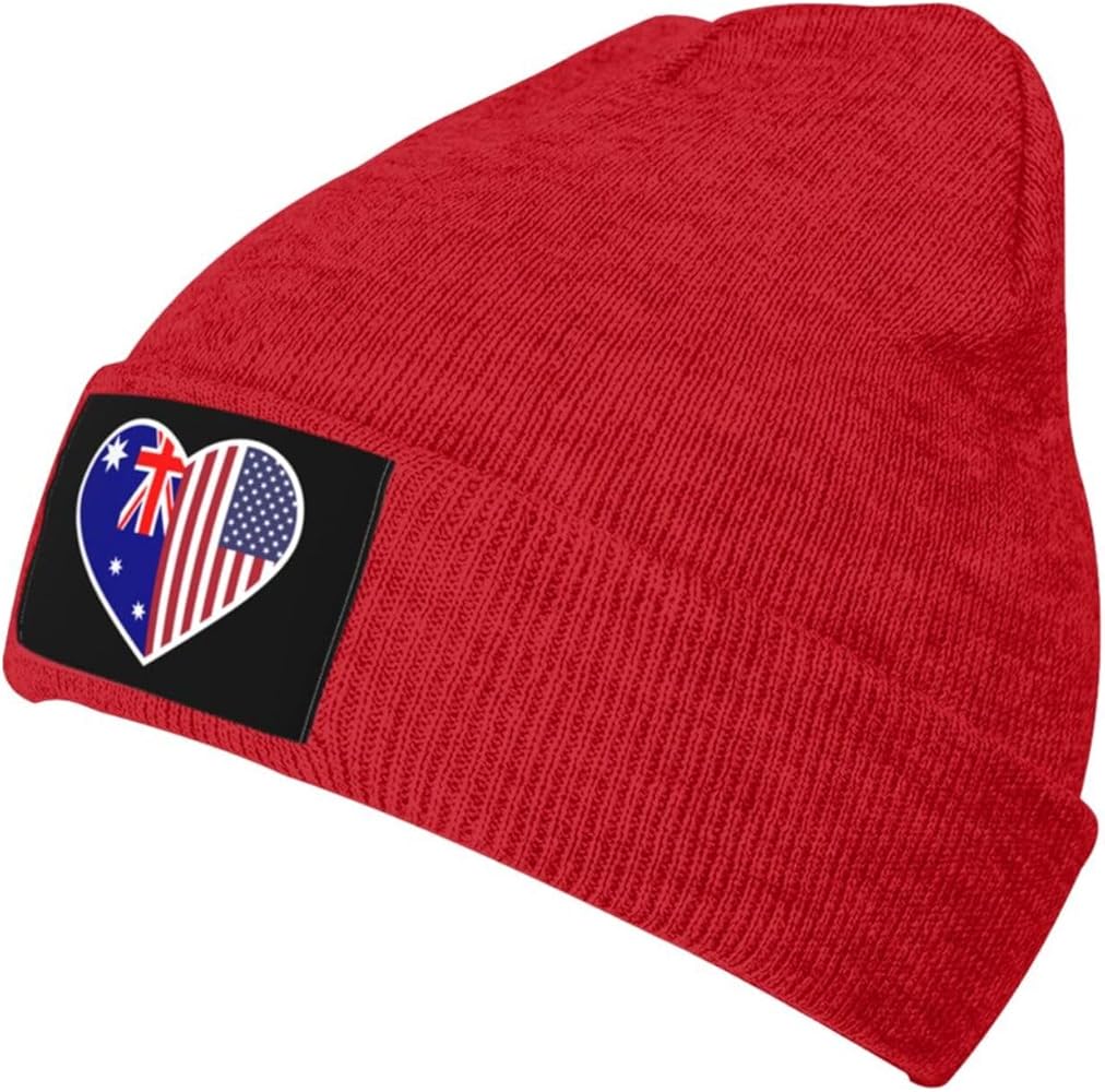 I Love America and Australia Beanie Hat for Men Women Winter Warm Knit Hats Soft Cozy Skull Cap