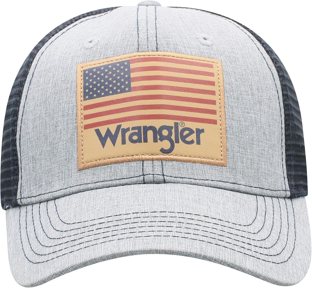 Wrangler USA Flag Patch Adjustable Snapback Hat Blue