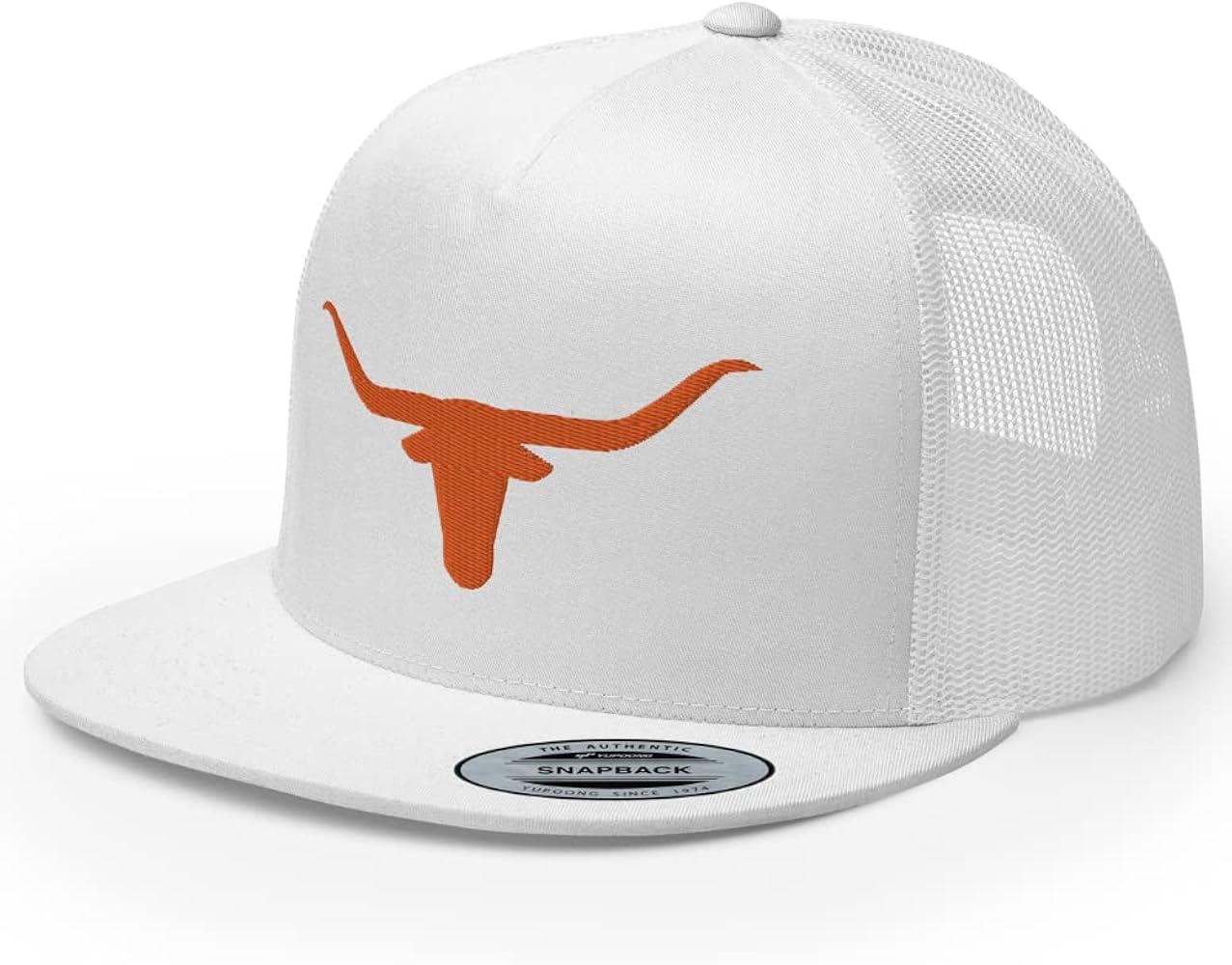 Texas Western Orange Longhorn Trucker Hat High Crown Flat Bill Country Rodeo Cowboy Ranch Snapback Cap Men Women