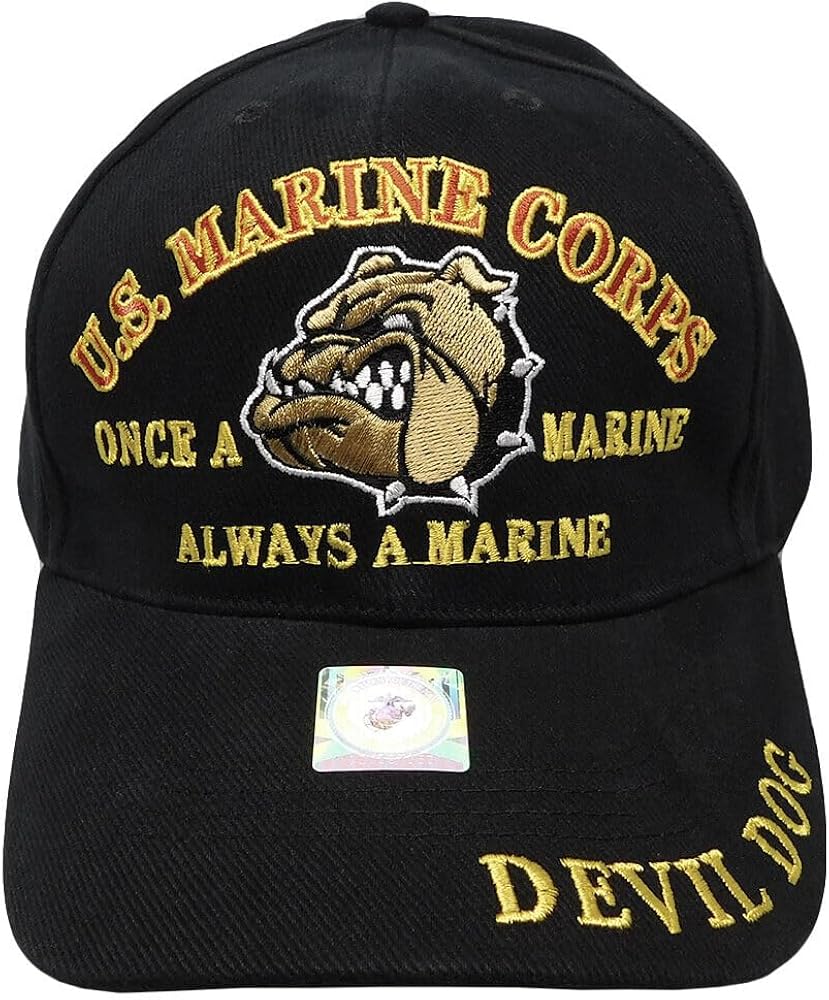 Trade Winds U.S. Marines Corps Hat Devil Dog Commander Cap Hat Bulldog Embroidered Licensed Multi, 7 3/4