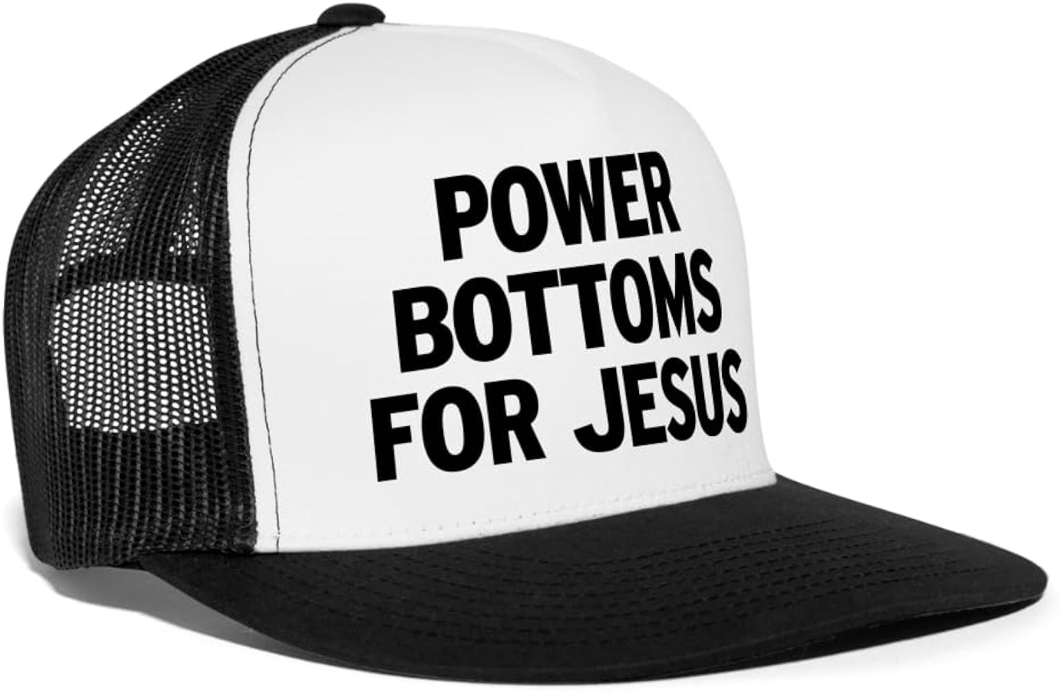 Chudly.com Power Bottoms for Jesus Funny Gay Party Snapback Mesh Trucker Hat