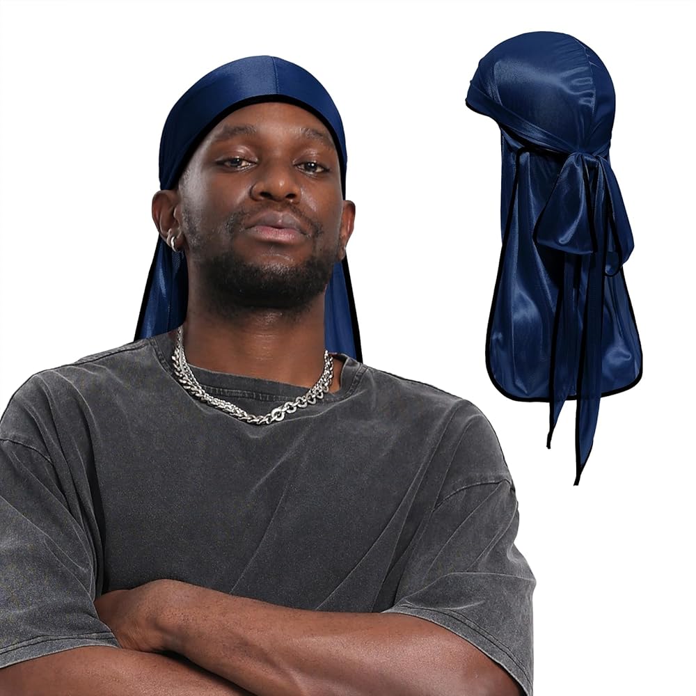 Century Star Satin Silk Head Wrap Durag Long Tail Beanies for Men Women Headwraps Cap