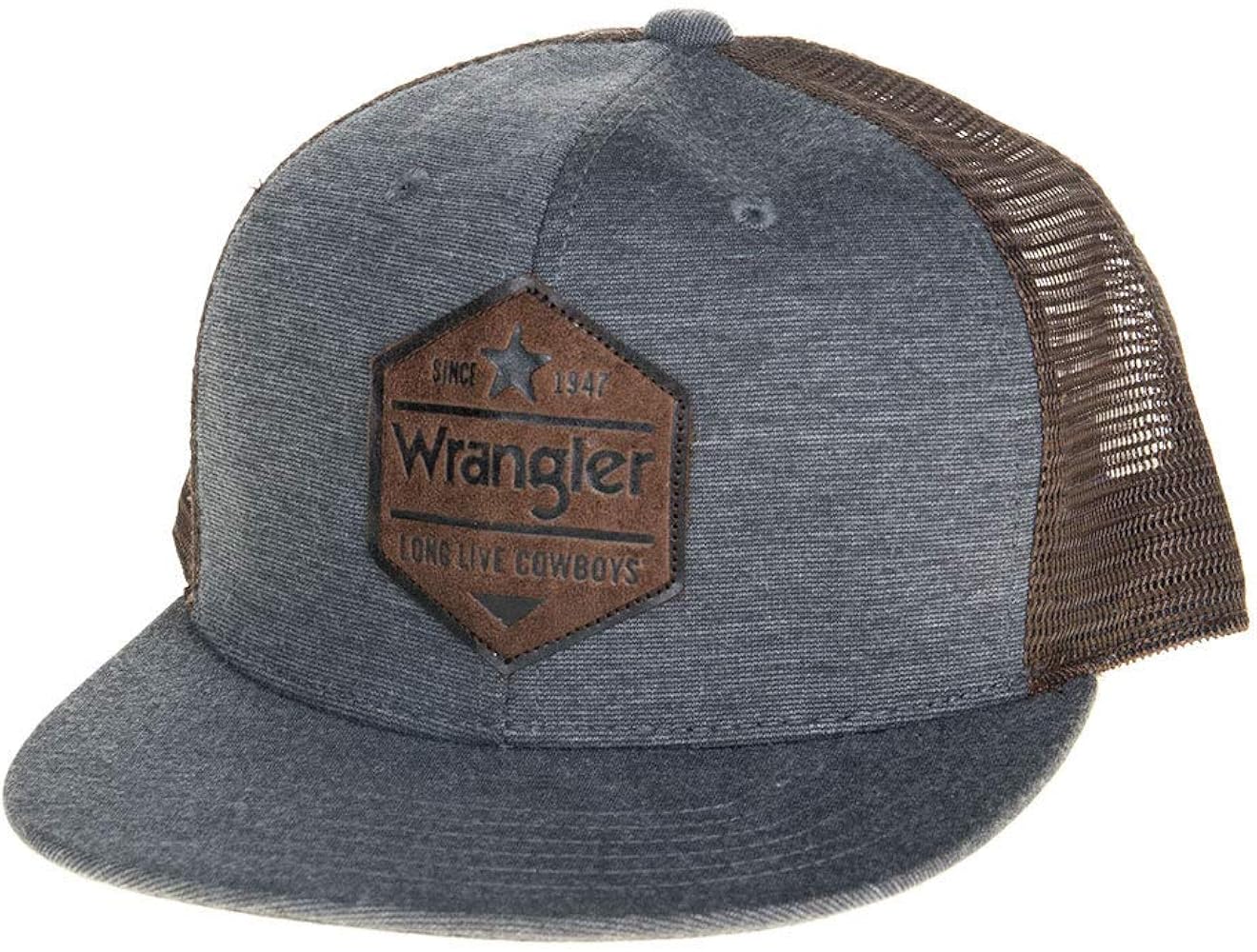 Wrangler Men's Leather Hexagon Patch Mesh Back Trucker Cap