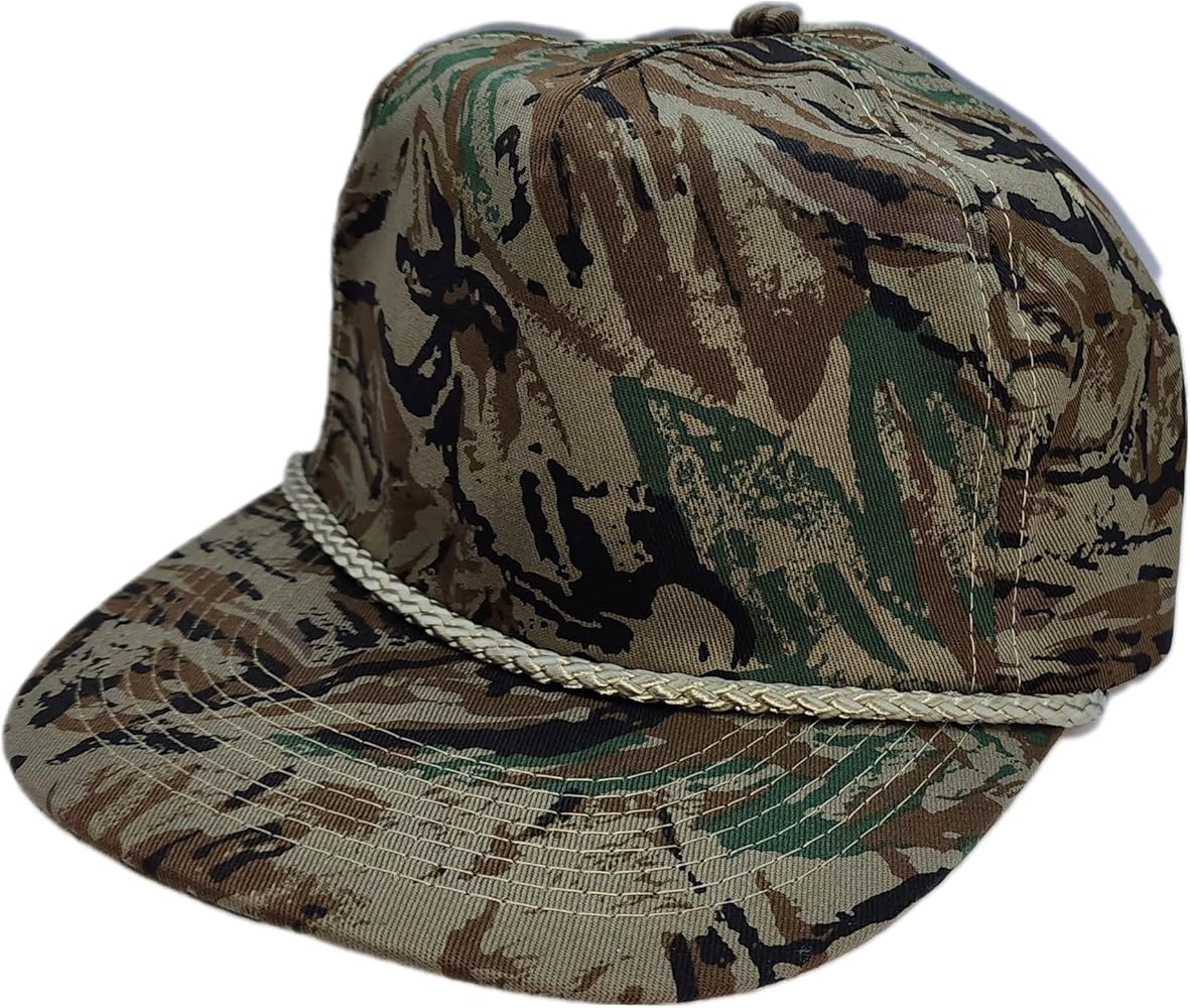 Camouflage Retro Rope Snapback Hat Camo Hunting 90's