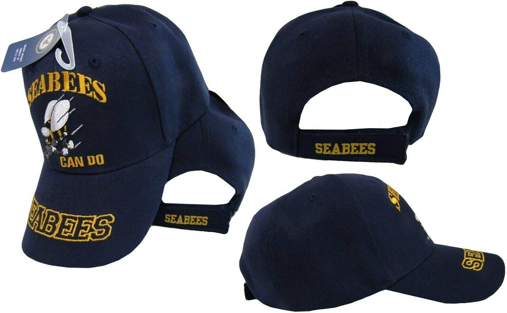 Military USN Seabees Can Do Sea Bees Navy Blue Embroidered Cap Hat