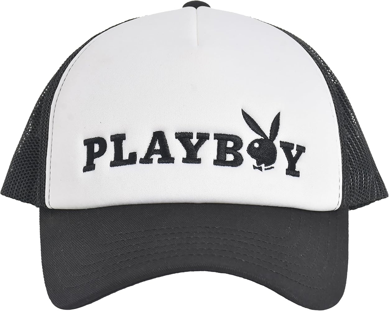 Concept One Playboy Trucker Hat, Mesh Adjustable Snapback Baseball Cap with Curved Brim