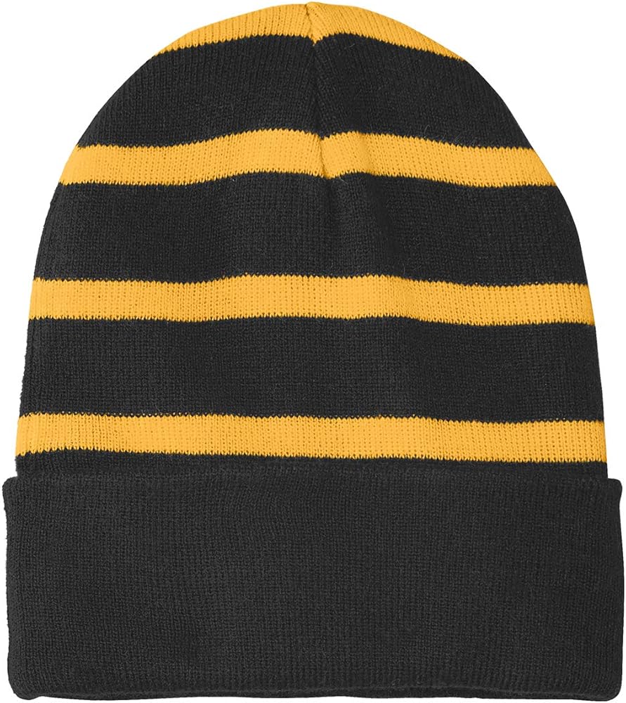 TOP HEADWEAR Striped Beanie w/Solid Band