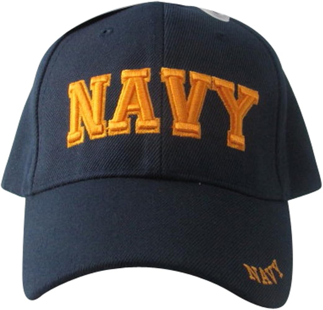 KYS, US Navy with Gold Block Navy Lettering on Front Baseball Hat, Blue