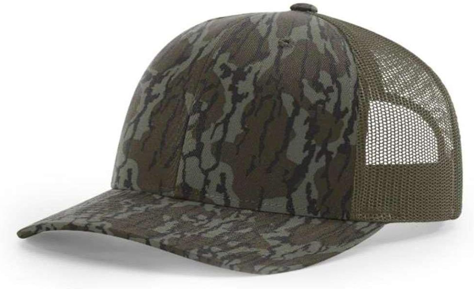 RICHARDSON Patterned Snapback Trucker Cap Adjustable Mossy Oak Bottomland/Loden