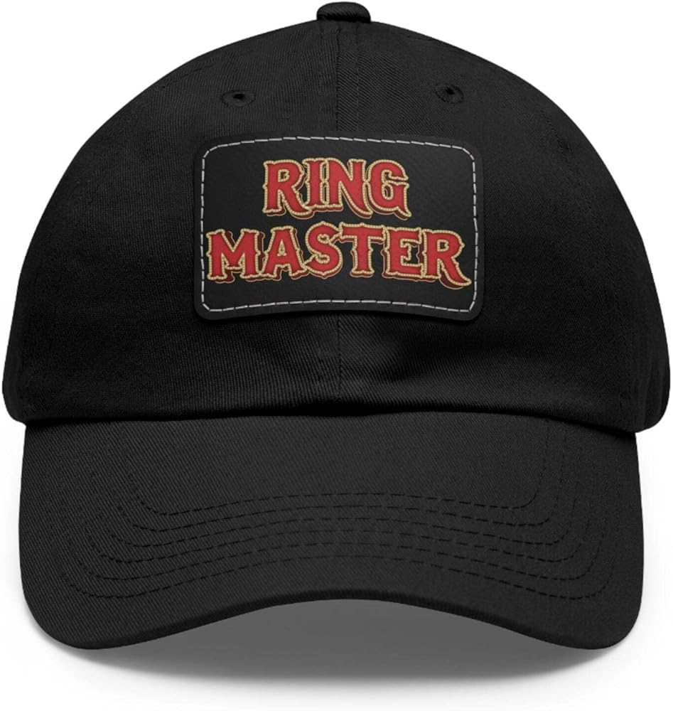 Vintage Circus Ring Master Patch Cap, Retro Carnival Ringmaster Hat, Classic Ring Leader Embroidered Baseball Cap, Festival Headwear Black Patch Cap One Size