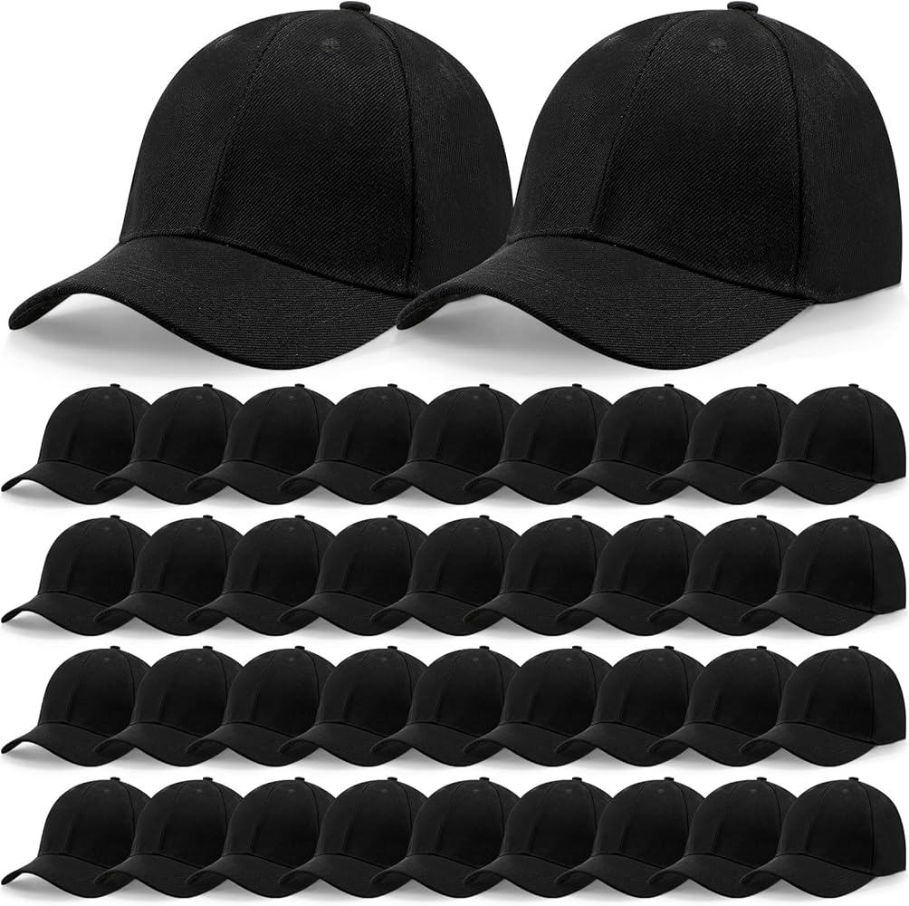 72 Pcs Plain Baseball Caps Bulk Blank Dad Hat Adjustable Back Strap Caps Unisex Solid Color Golf Hat for Men Women Sports