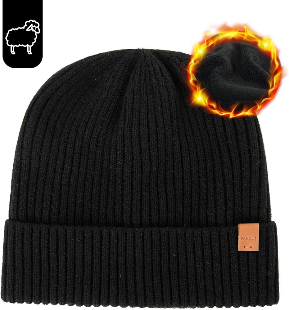 Oversized M L XL XXL 100% Merino Wool Beanie with Fleece Lining Cold Weather Winter Hat Big Head