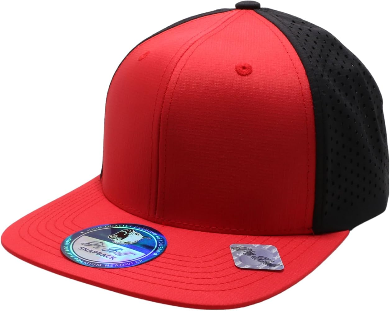 Pit Bull Premium Headwear Cambridge Perforated Mesh Flat Bill Brim Adjustable Snapback Hat Baseball Cap for Men & Women