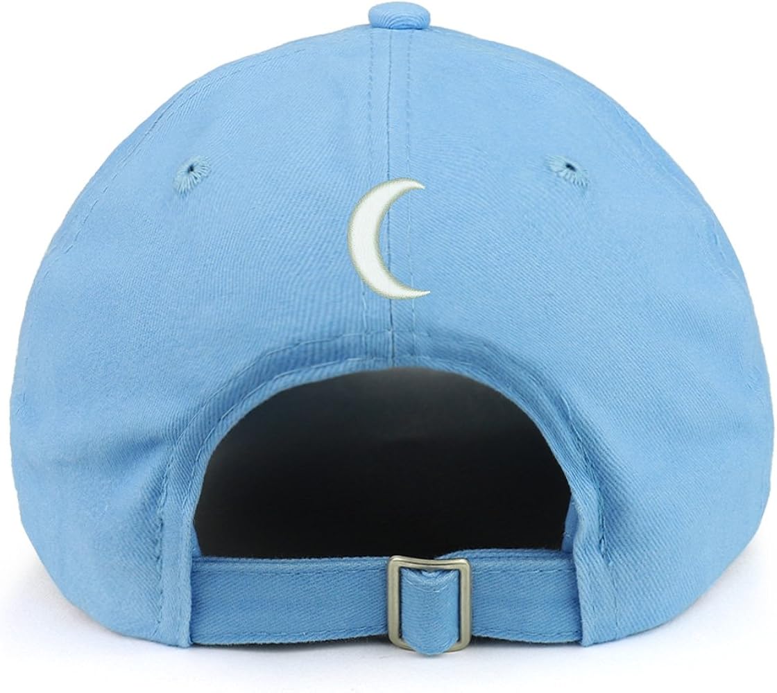 Trendy Apparel Shop Crescent Moon (Back) Embroidered 100% Cotton Dad Hat