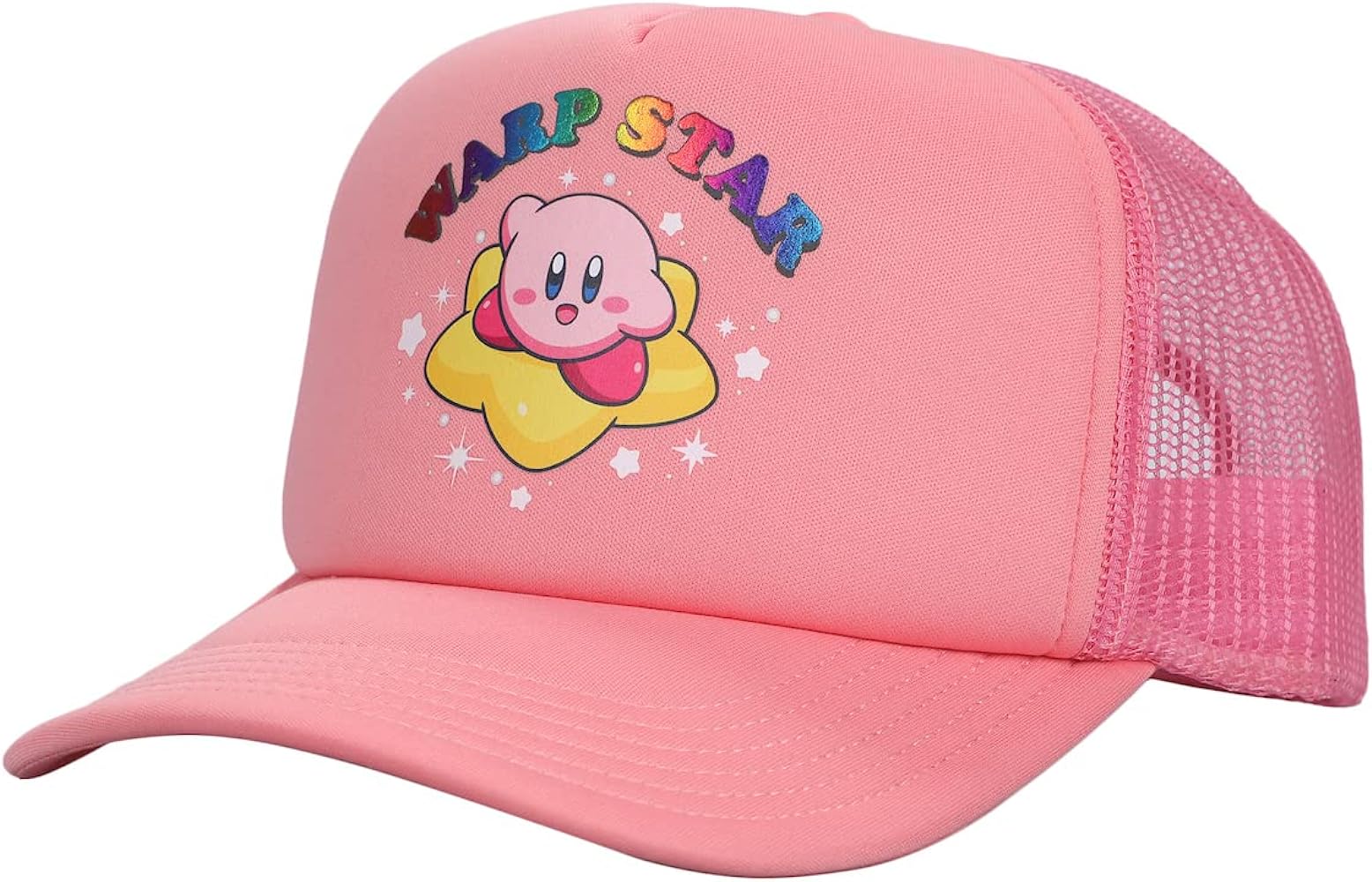 Bioworld Kirby Warp Star Men's Pink Foam Trucker Hat