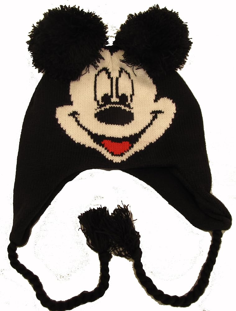 Disney Men's Mickey Big Face 3D Peruvian Hat, Black, One Size