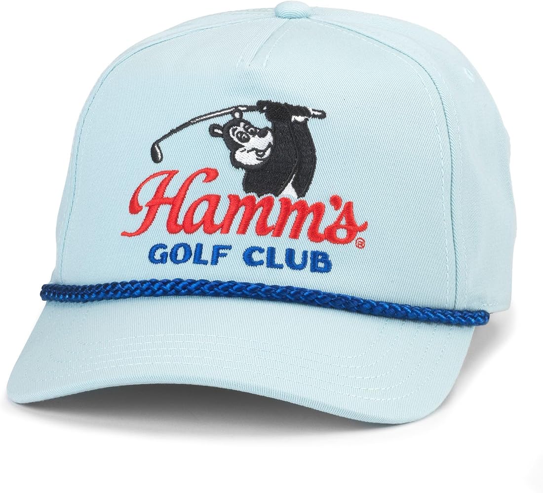 AMERICAN NEEDLE Hamm's Beer Golf Club Roscoe Adjustable Snapback Baseball Hat, Ruisseau (23008A-HAMMS-RUI)