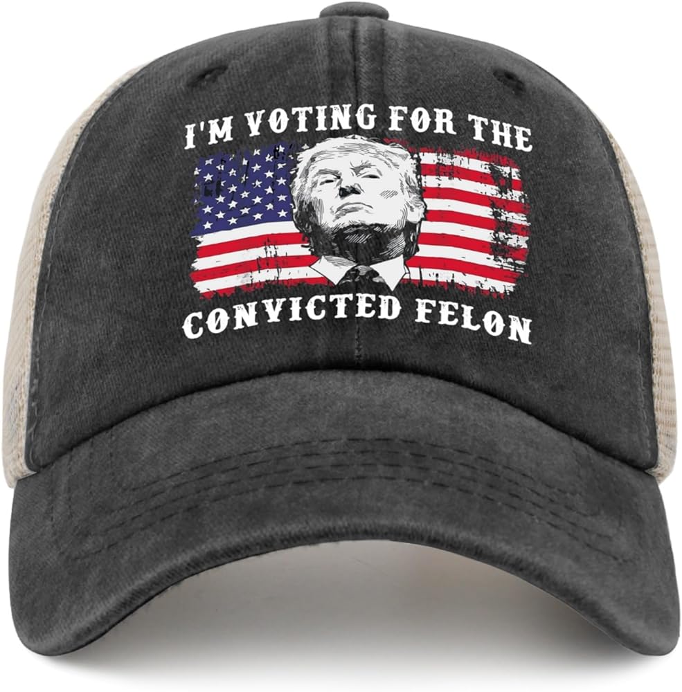 Voting for a Felon Hat I'm Voting for The Convicted Felon Trucker Hat Women Trendy Mesh Baseball Cap for Summer