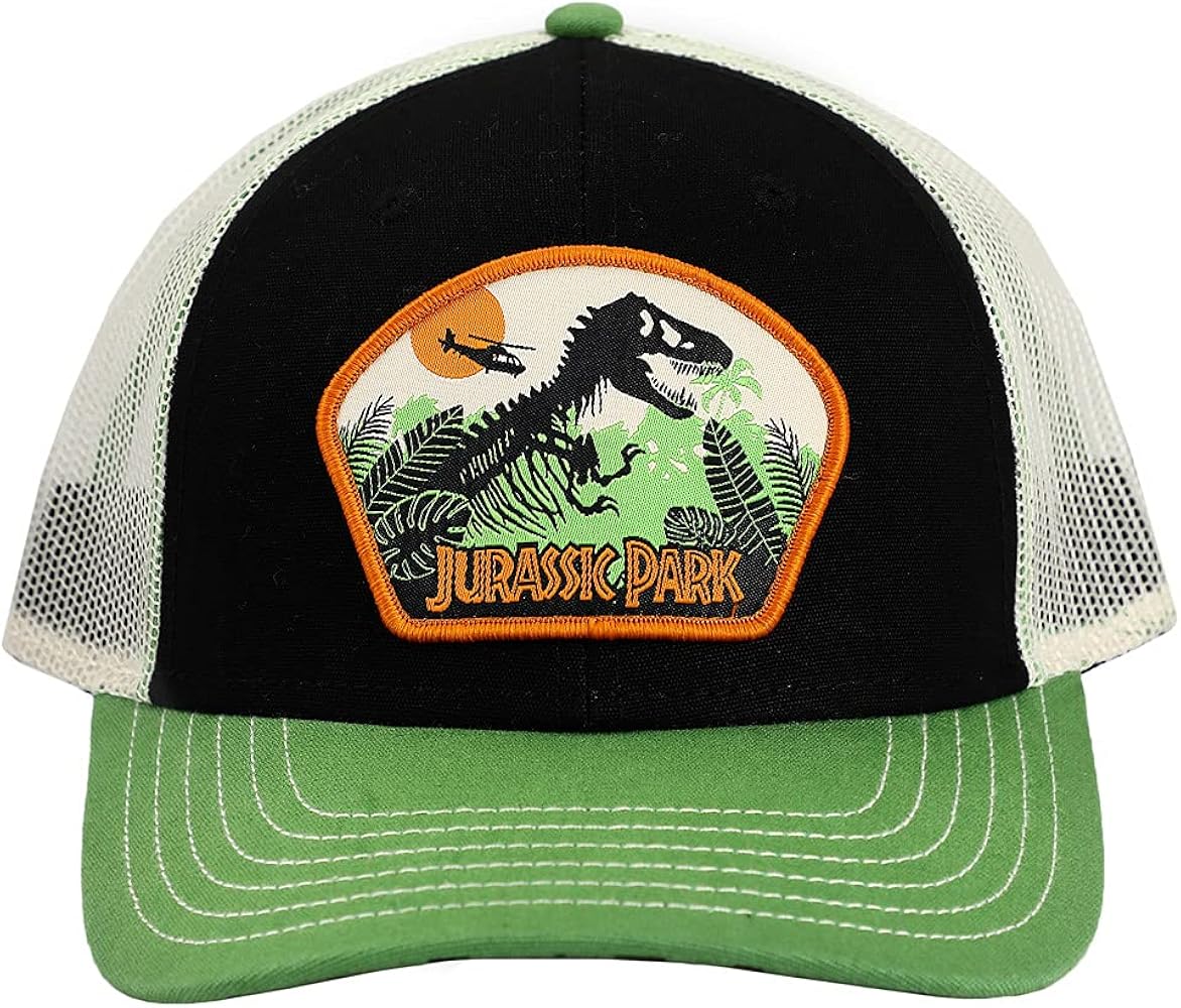 Bioworld Jurassic Park Camo Dinosaur Pre-Curved Embroidered Logo Snapback Hat