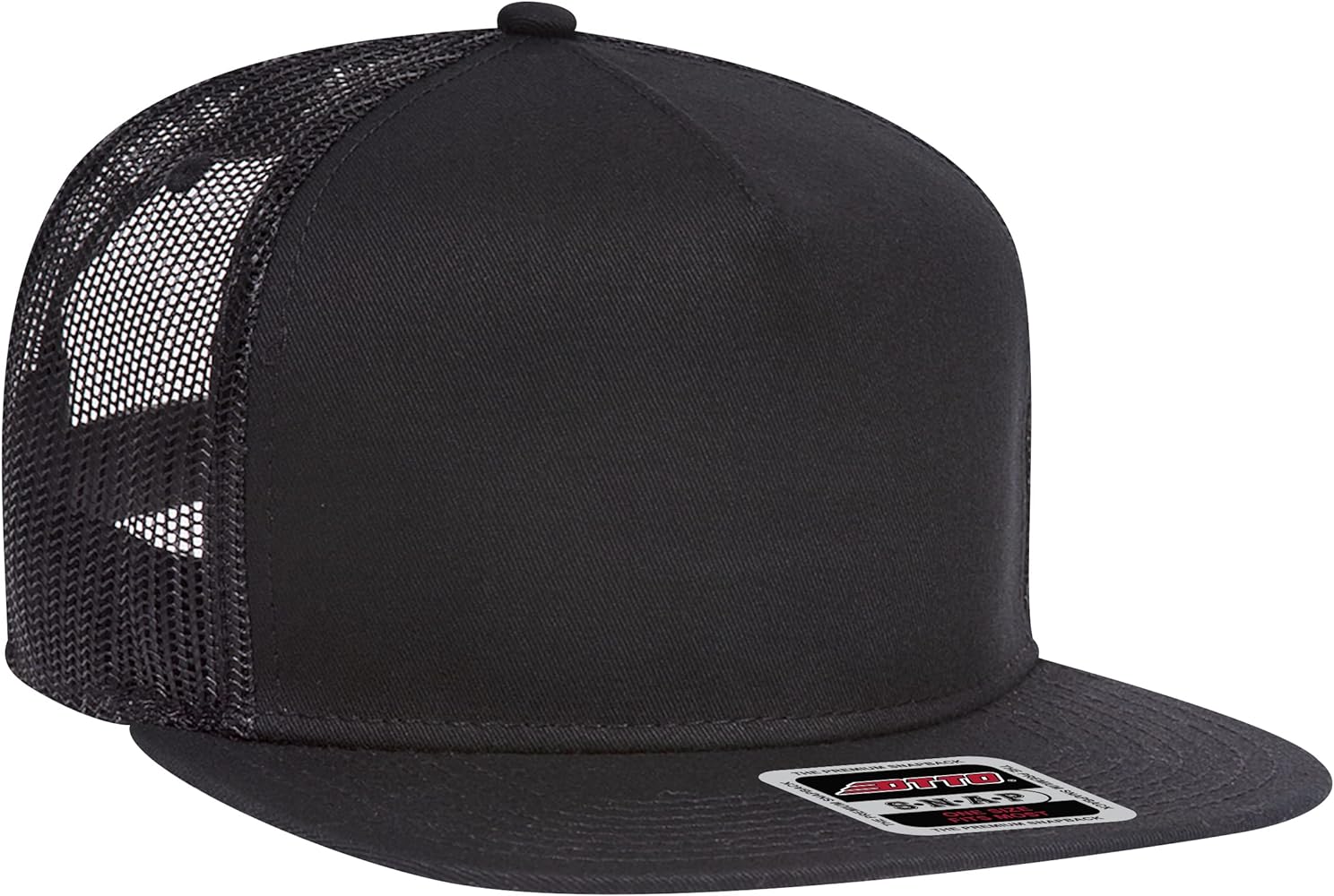 OTTO Round Flat Visor SNAP 5 Panel Mesh Back Trucker Snapback Hat