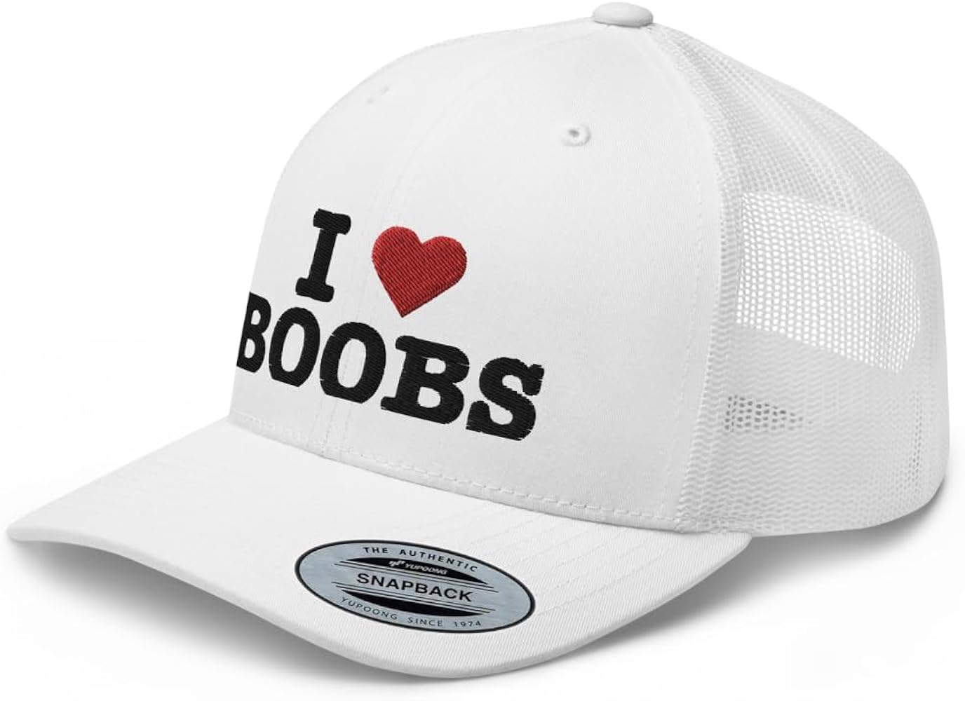 I Love Boobs Trucker Hat Curved Bill Mid Crown Adjustable Cap