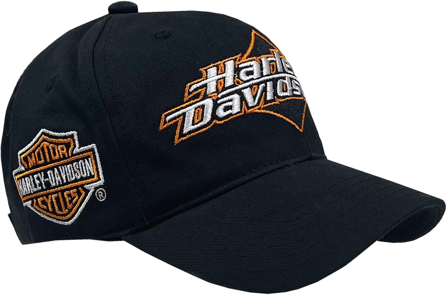 Harley-Davidson Men's Embroidered H-D Curved Bill Adjustable Baseball Cap- Black