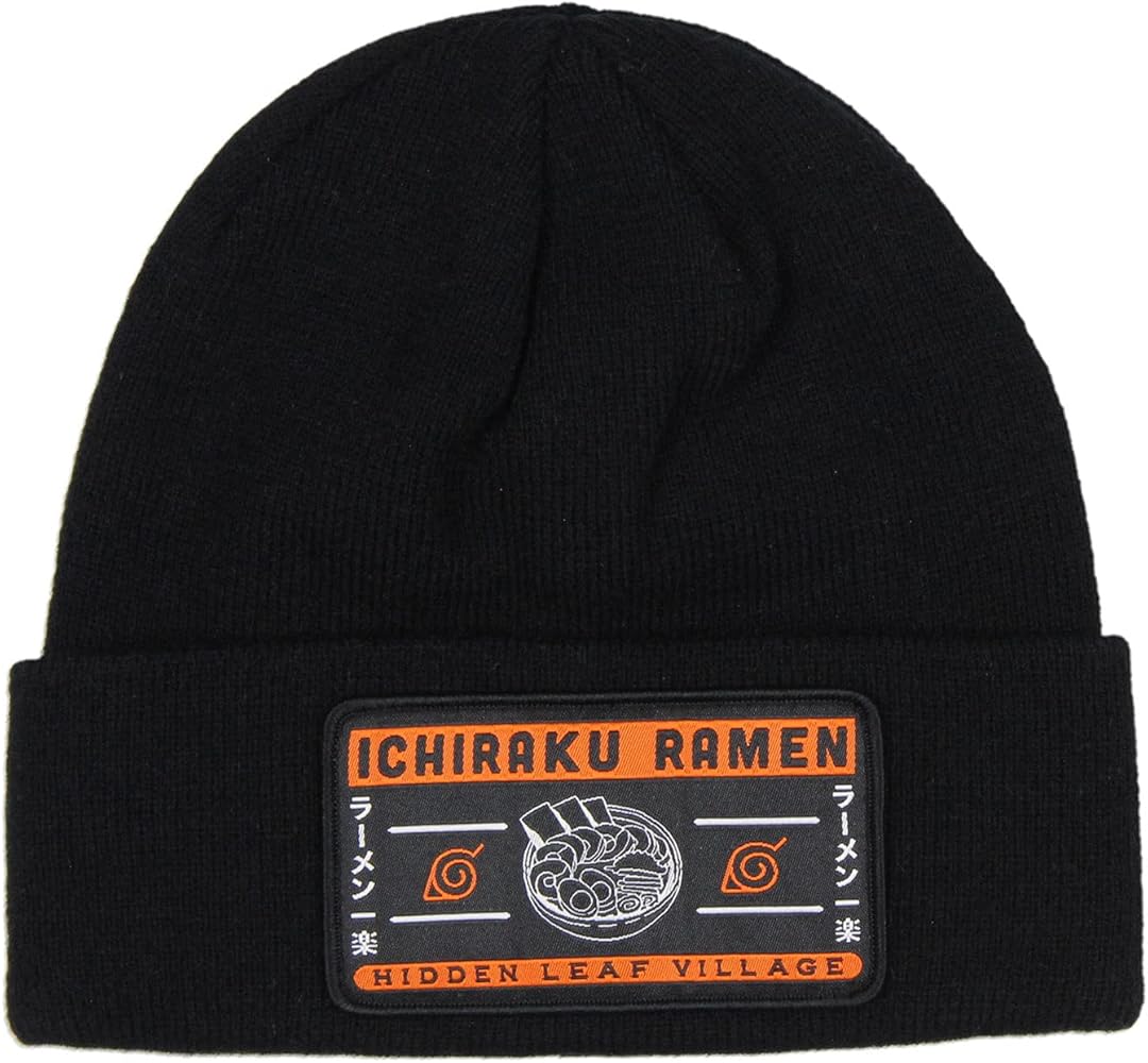 Naruto Shippuden Ichiraku Ramen Hidden Leaf Village Beanie Skull Cap Black