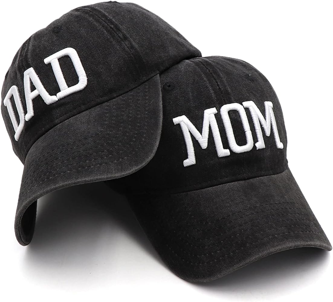 Mom and Dad Hats Fathers Day Mom Dad Gifts Hat Embroidered Adjustable Baseball Caps Gift for Couples Parents