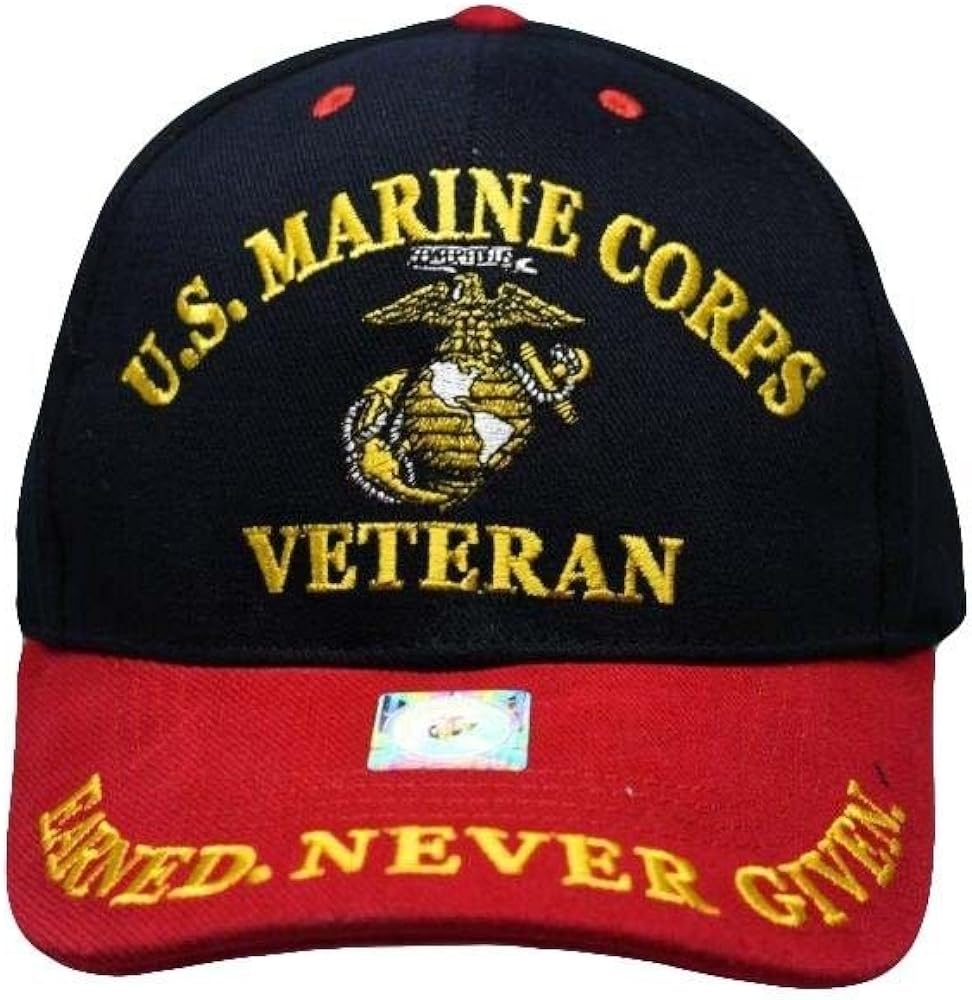 Marines Marine Corps EGA Earned Never Given Veteran Vet Embroidered Cap Hat 4-07-C Black