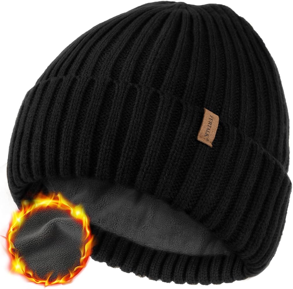 FURTALK Beanie Men Women Warm Winter Hats Acrylic Knit Cuffed Beanie Daily Beanie Hat Unisex Plain Skull Cap