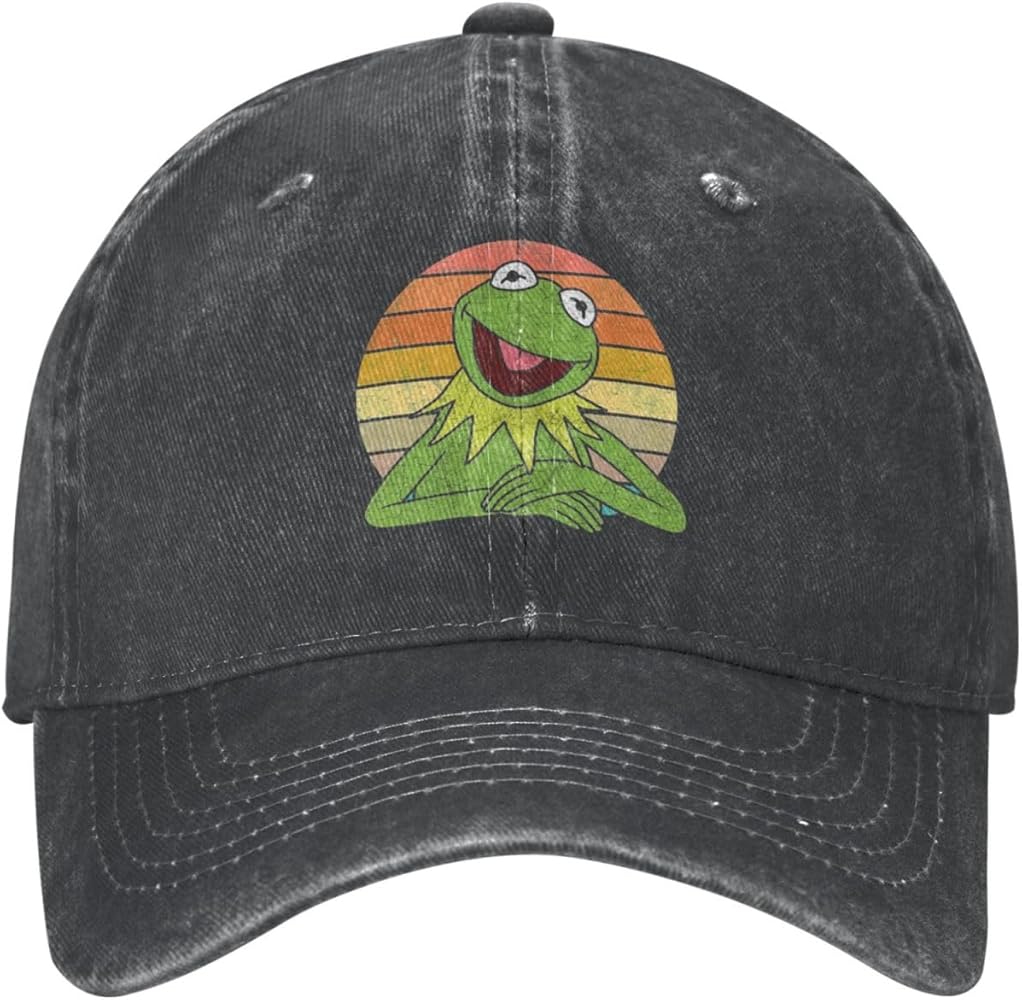 Kermit Cartoon The Frog Muppet Character Baseball Cap Casquette for Men Women Adjustable Trucker Hat Baseball Hat Casual Sun Hat Black