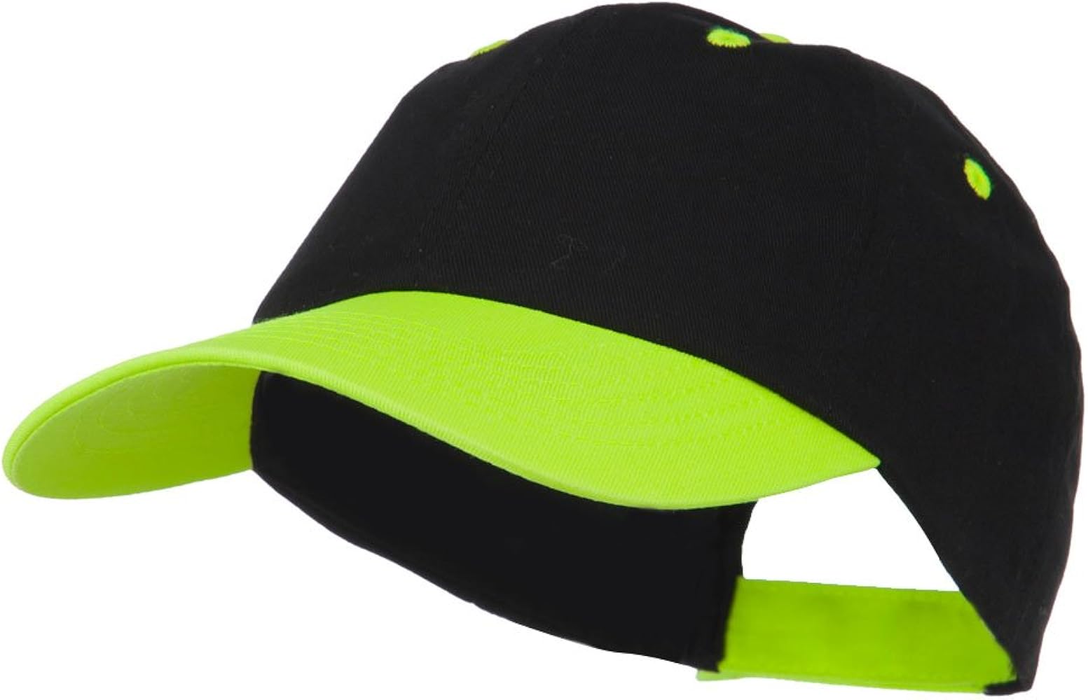 MG 6 Panel Light Weight Two Tone Brushed Cotton Twill Cap - Black Neon Green