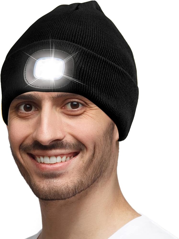 Gifts for Men,LED Unisex Beanie Warm Hat with Light Gift Idea for Dad,Father,Boyfriend,Mechanic,Stocking Stuffers