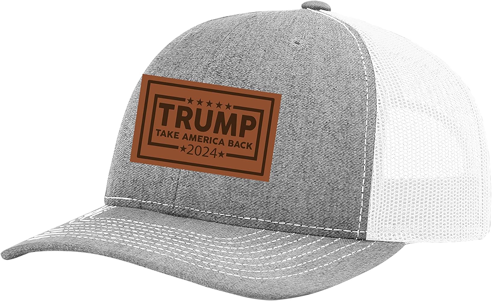 Trenz Shirt Company Political Trump Take America Back 2024 Embroidered Leather Patch Trucker Snapback Hat