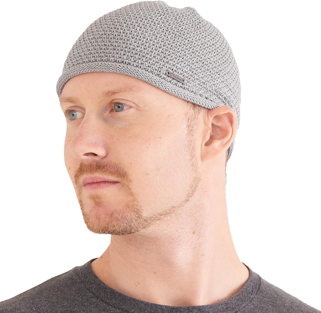 Mens Summer Kufi Skull Cap - Cotton Skullcap Muslim Prayer Hat Tight Fit Beanie