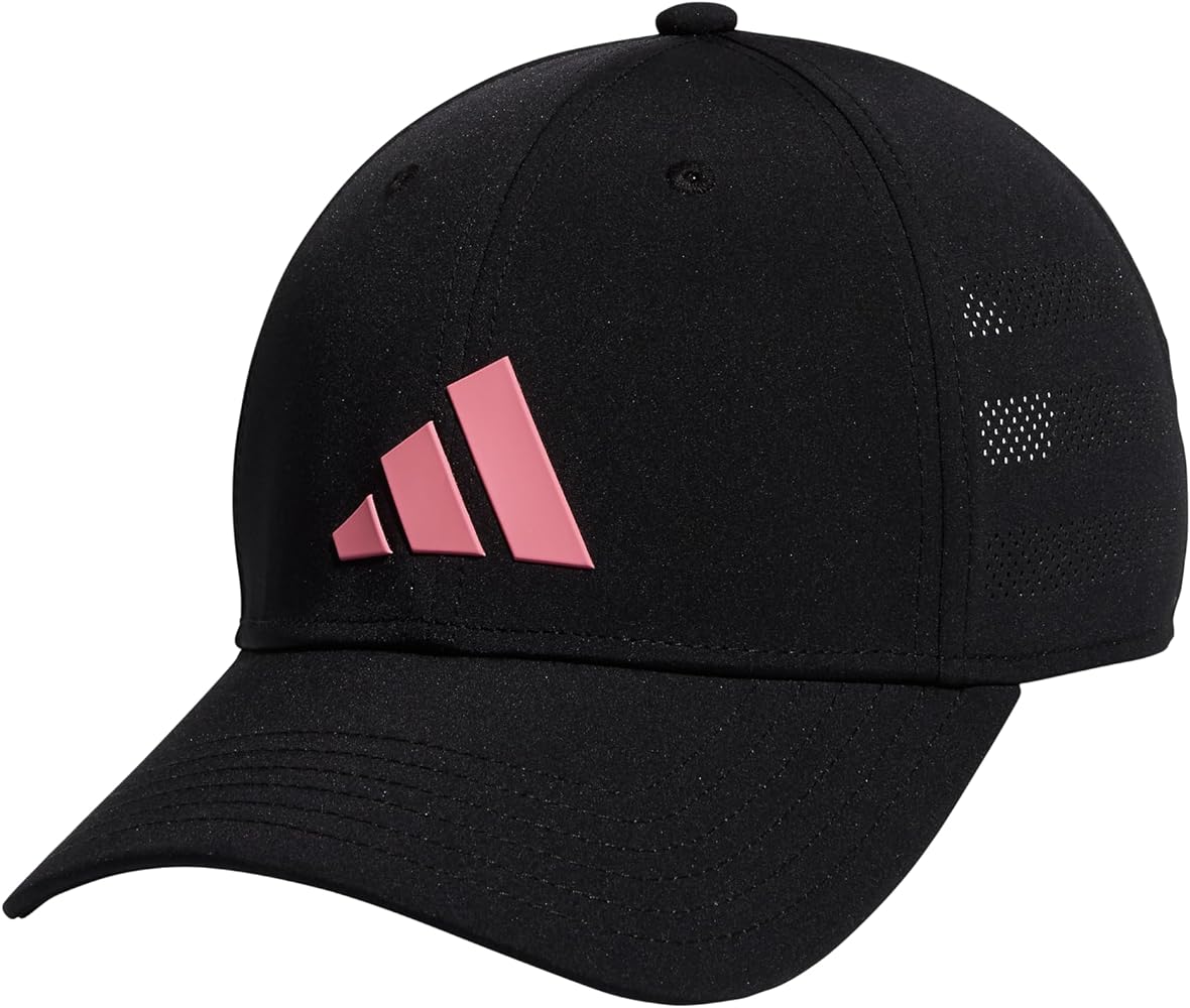 adidas Soccer Fan Structured Adjustable Fit Strapback Hat, Black/Easy Pink