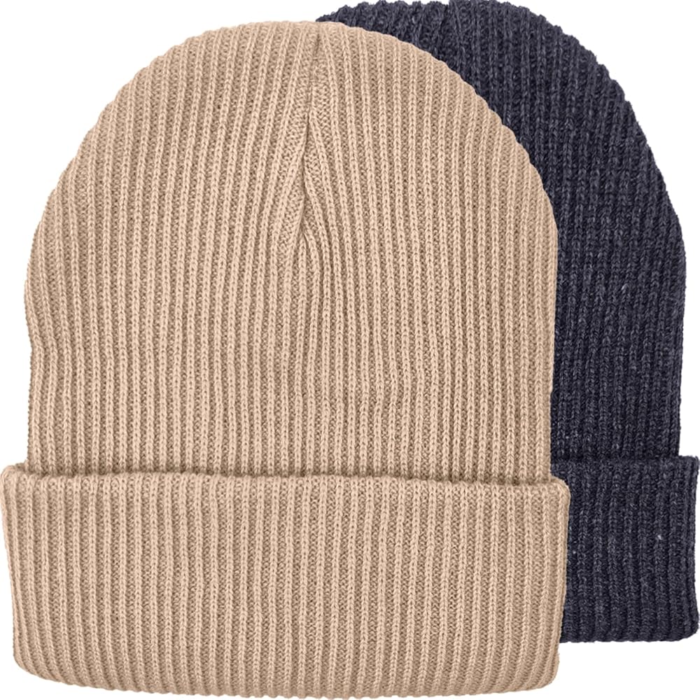 Beanie Hats for Men Slouchy Beanies for Men Knitted Caps Women Teen (Dark Gray&Beige)-