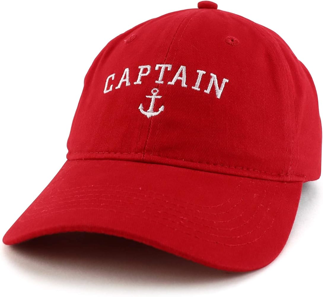 Trendy Apparel Shop Captain Anchor Embroidered Soft Crown 100% Brushed Cotton Cap