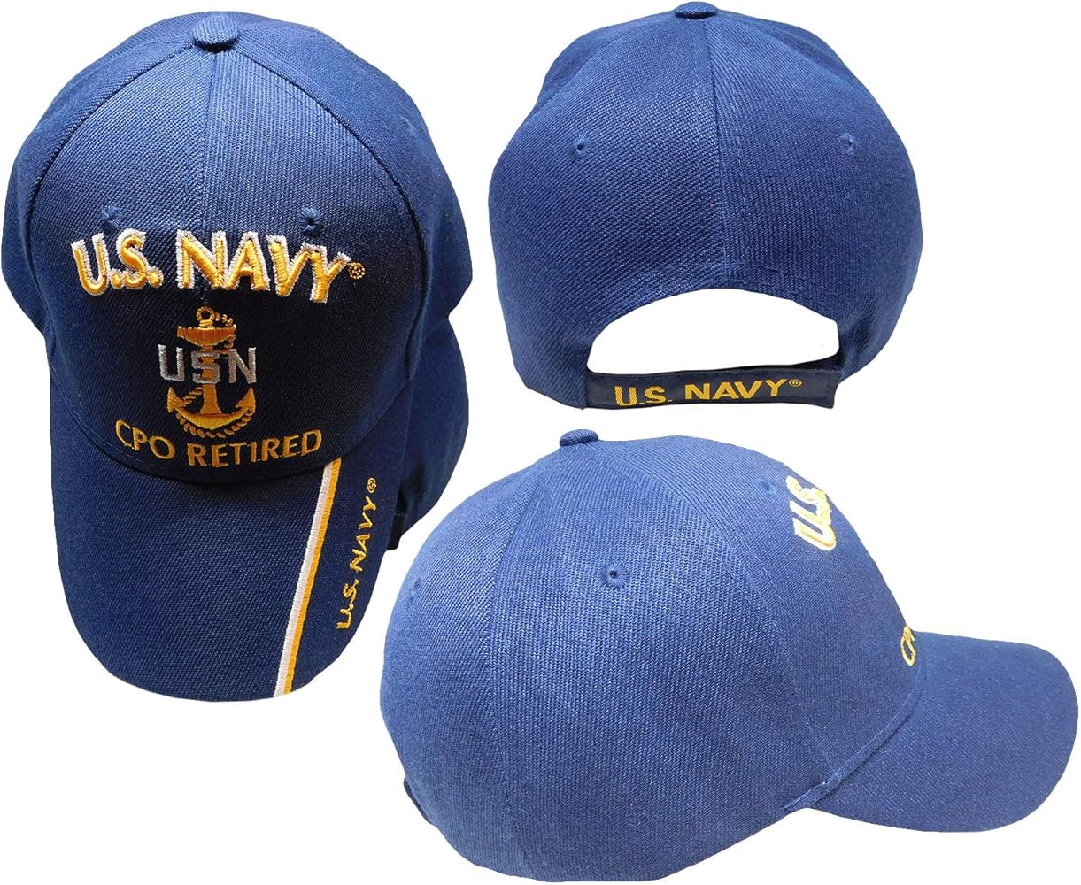 AES Military CPO Retired USN Ball Cap Hat Embroidered 3D (Licensed)