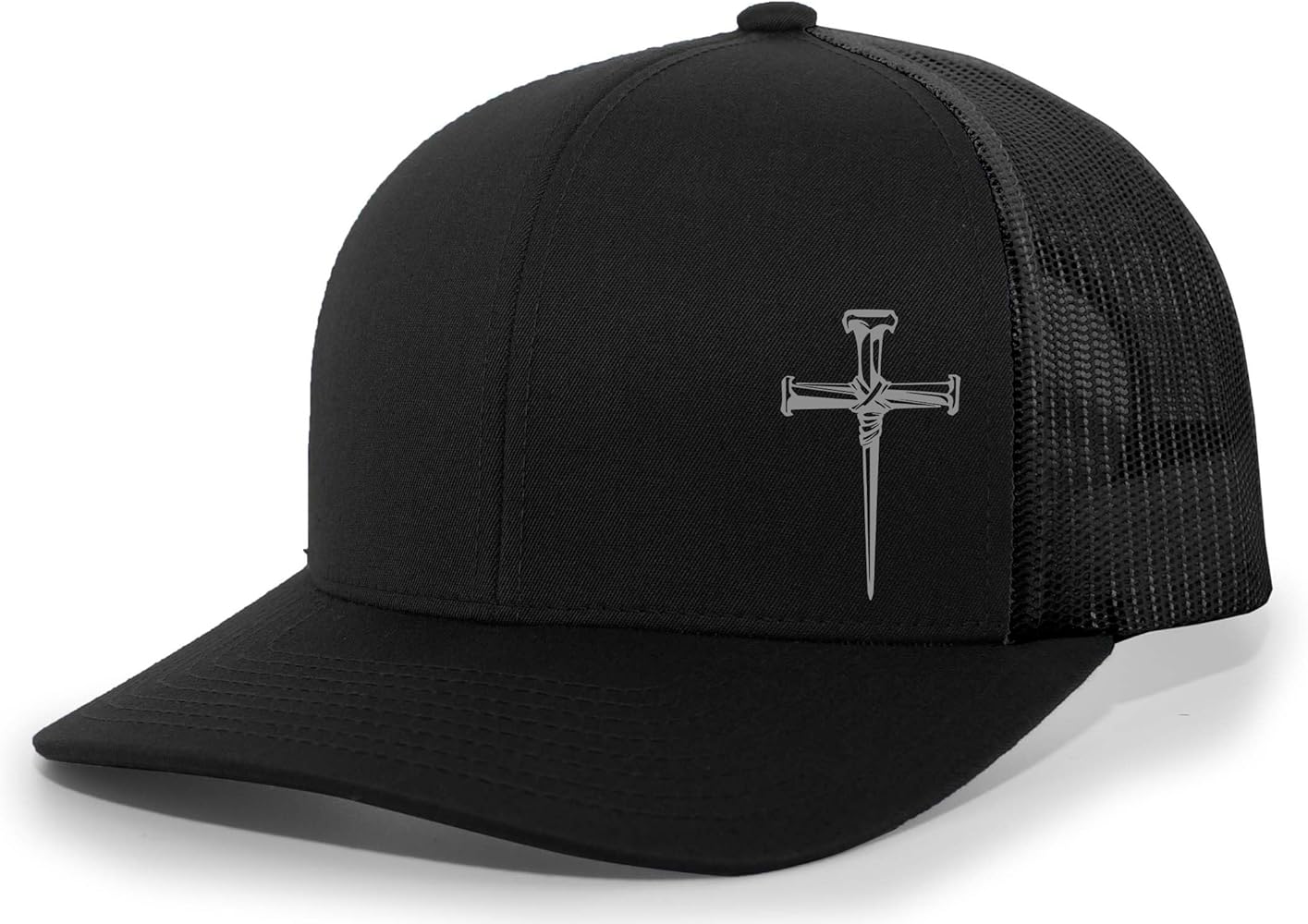 Men's Christian Faith Cross Nails Embroidered Mesh Back Trucker Hat