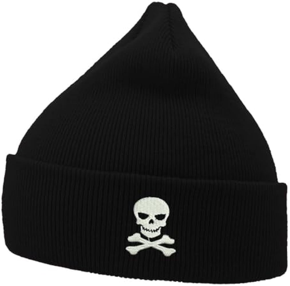 Mens Beanie Knit Hats Skull & Crossbones Embroidered Unisex Casual Beanies Hats for Winter