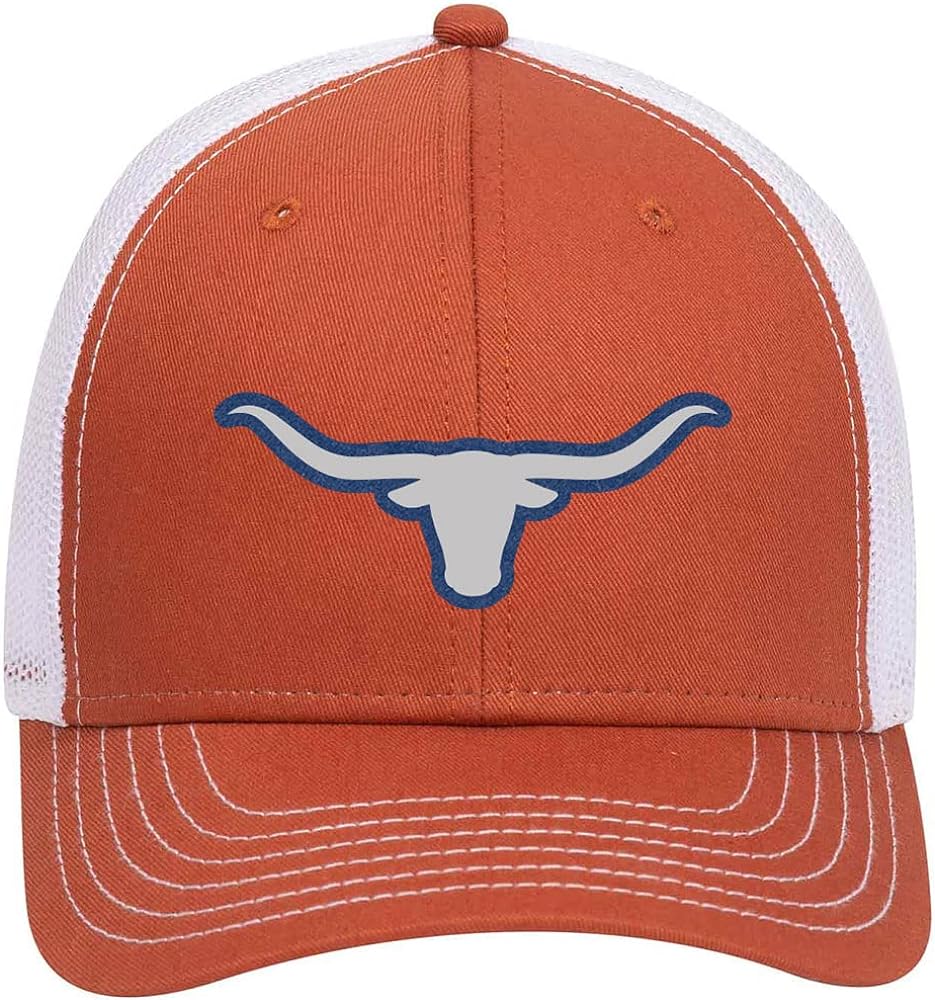 Longhorn Bullhead Leatherette Patch 6 Panel Low Profile Mesh Back Trucker Hat - for Men and Women