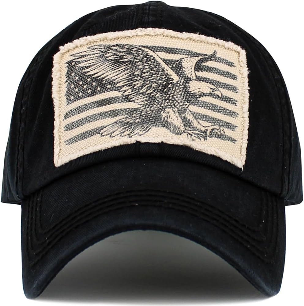 America USA Eagle Vintage Distressed Dad Hat Baseball Cap Adjustable