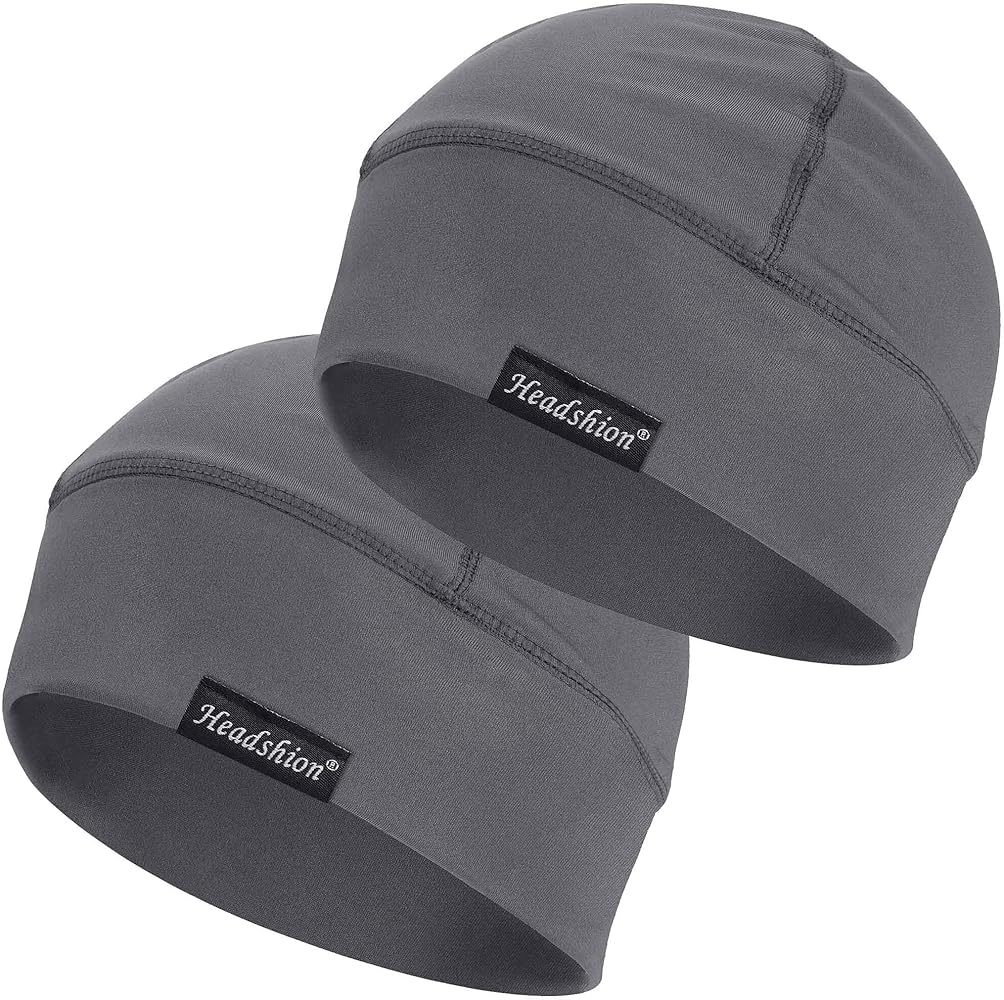 Headshion Cooling Skull Caps for Men Women,2-Pack Lightweight Beanie Helmet Liner Sleep Cap