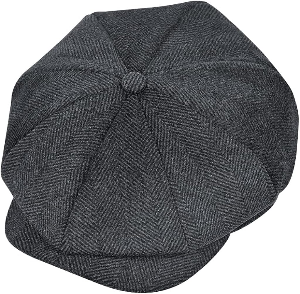 Wool Newsboy Cap for Men Women - Classic Vintage Gatsby Lvy Cabbie Hat Flat Beret Cap Adjustable Size