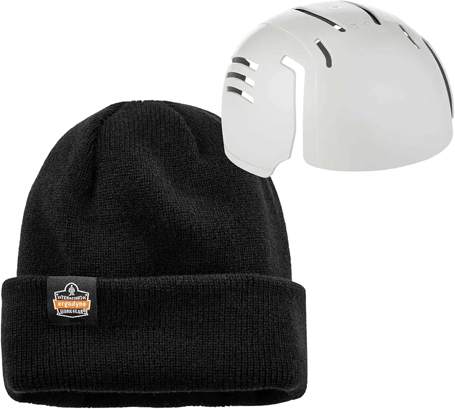 Rib Knit Winter Hat with Bump Cap Insert, Ergodyne N-Ferno 6811ZI, Black